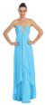 Strapless Rhinestone Bust Long Formal Bridesmaid Dress  in Turquoise